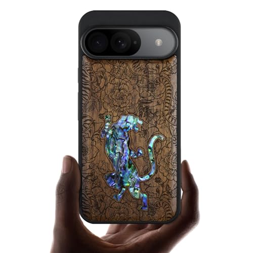 Coque Pixel 9 bois et nacre au motif tigre pour un style quotidien unique