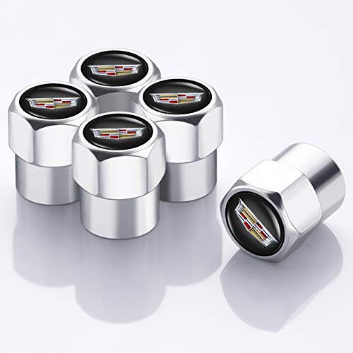 BBI Dingzhenmei 4 Pcs Metal Car Wheel Tire Valve Stem Caps for Cadillac XT4 XT5 CT6 SRX XTS ATS CTS CTS EXT Coupe Hybrid Escalade Logo Styling Decoration Accessories.