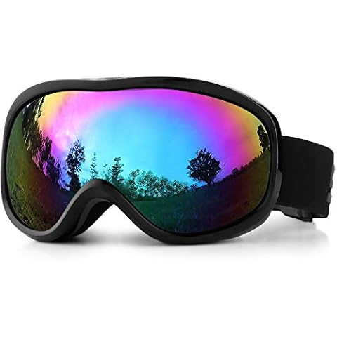 SPOSUNE Skibrille Damen Herren Snowboardbrille OTG Kids Skibrille Brille Wear Anti-Fog 100% UV400 Schutz Cover