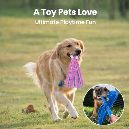 Jouet pieuvre pour chien petit et grand modèle résistant avec couineur - 3