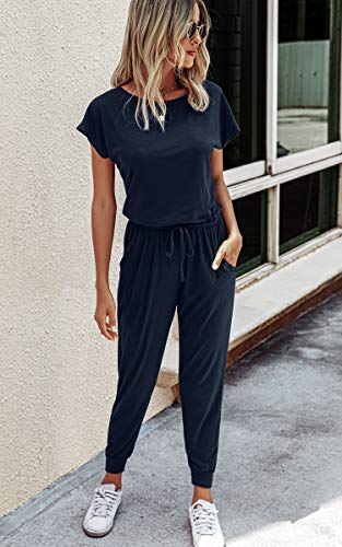 image for Angashion Women's Jumpsuits - Crewneck One Off Shoulder Short Sleeve E