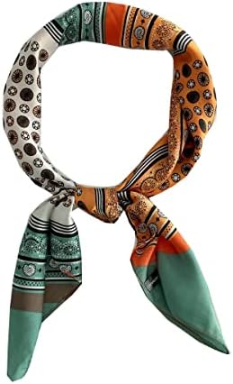 Livrerpi Silk Scarf for Hair Medium Square Fashion Head Scarf for women 27.5” Bohemian Orange A098