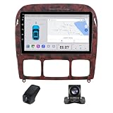 【 Autoestéreo 】 Android Radio de para Mercedes Benz S-Class S Class W220 VV220 1998-2005, Radio con Pantalla Táctil/Wireless Carplay y Android Auto/Bluetooth+Camara Marcha Atras Control del Volante(C10)