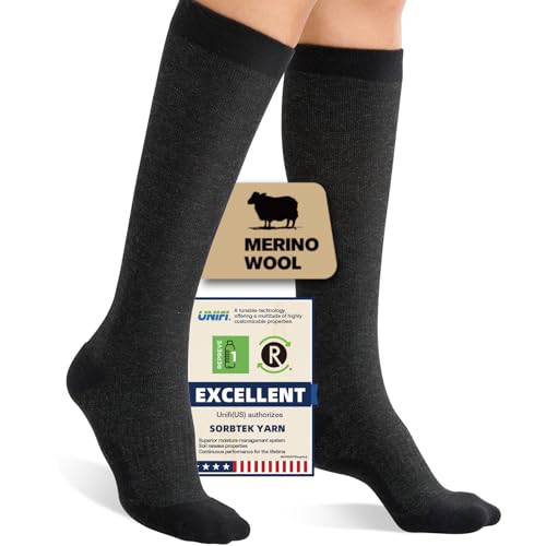 Iambamboo Merino Wool Compression Socks for Women Men, 15-20 mmHg