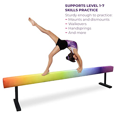 Peakpath 8FT Adjustable Gymnastic Balance Beam,High and Low Level Floor Beam,Gym Practice Training Equipment for Kids Children Girls Home