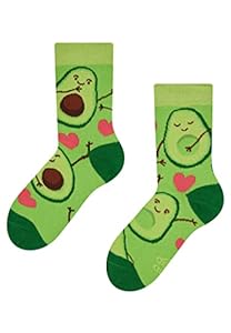 Dedoles Socken Unisex Damen Herren & Kinder Baumwolle viele lustige Designs 1 Paar Geschenk links rechts verschieden, Farbe Grün, Motiv Avocado-Liebe, Gr. 35-38