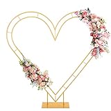 LEALIBAUSS 7FT Metal Double Heart Arch Stand for Proposal Heart Balloon Arch Wedding Arch Frame for Ceremony,Valentine's Day,Engagement,Birthday Party Decor (Gold)