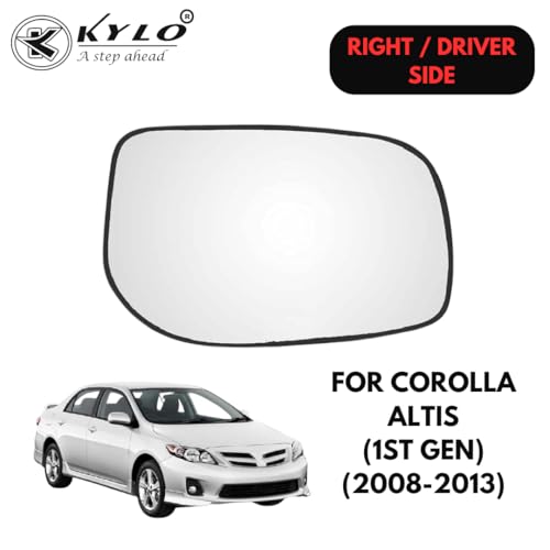 Image of KyloXtreme Corolla Altis 1st Gen (2008-2013) Driver Side (Right Side) Car Side Mirror Glass /Tukdi /Sub Mirror Plate