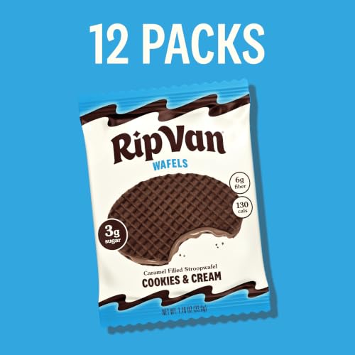 Rip Van Wafels Cookies & Cream Stroopwafels - Healthy Snacks - Non GMO Snack - Keto Friendly - Office Snacks - Low Sugar (3g) - Low Calorie Snack - 12 Count by Rip Van Wafels - Image 6