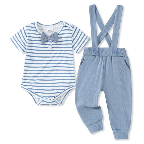 Image of SANMIO Newborn Infant Baby Boy Clothes Summer Short Sleeve Romper and Pants Outfits Set 0 3 6 12 18 Months