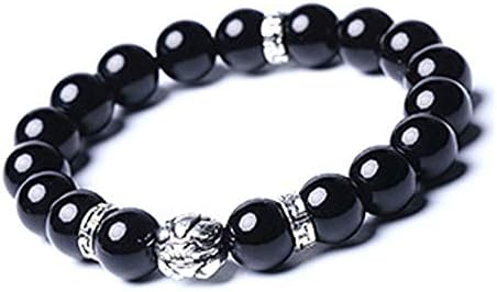 KIOMOYNatural Stone Obsidian Bracelet Feng Shui PiXiu Chain PiYao Fashion Jewelry Men's 12mm or Women's Bracelet 10 mm Bead String