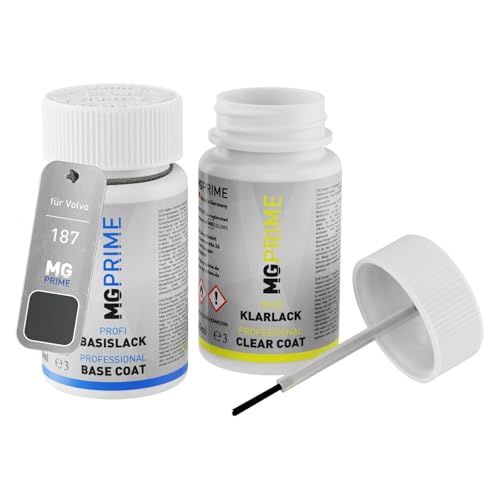 MG PRIME Autolack Lackstift Set für Volvo 187 Anthrazit Metallic Basislack Klarlack je 50ml