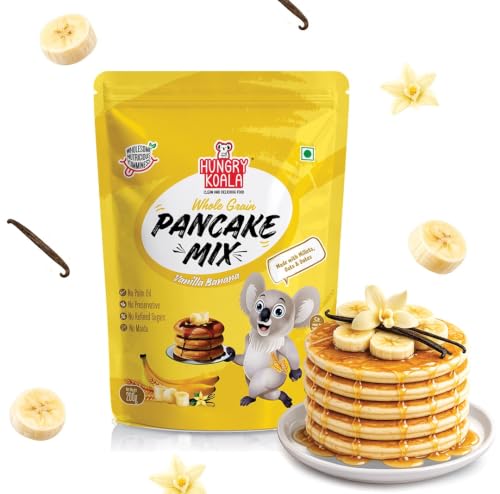 Image of Hungry Koala Vanilla & Banana Pancake Mix | No Maida | Instant Breakfast Mix made with Oats and Jowar | Healthy Breakfast for Kids & Adults | Gluten Free, High Sprouted Protein, Low Carbs, Eggless 200 Gm - Pack of 1