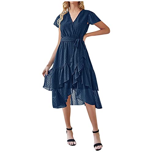 Kleid Hochzeit gast Sommerkleid Damen lang Crossdresser Kleid Einfarbig...