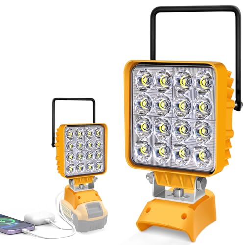 ANTOM LED Work Light for Dewalt 20V MAX Battery,48W 4800LM Dimmable Flashlight,Cordless Battery LED Flood Light,with Fast Charge USB and Type-C Port for Outdoor & Job Site Lighting,…