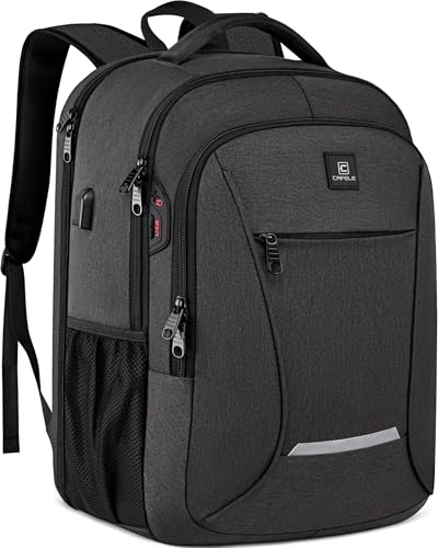 Mochila para Portátil 17,3 Pulgadas con Puerto de Carga USB - Multiusos para Viajes, Trabajo y Universidad - Diseño Moderno Unisex en Gris