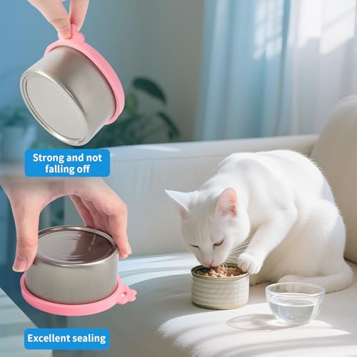  Universal-Dosendeckels für Haustier Tierfutter-Dosendeckel﻿ Deckel für Nassfutter für Haustiere,3 in 1 Silikon Dosendeckel für Hunde und Katzen mit Löffeln Katzennass Futterdeckel,4 Stück