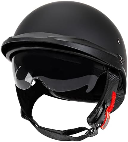 Cartman Motorcycle Open Face Helmet with Sun Visor Quick Release Buckle, Matte Black, DOT Approved, X-Large