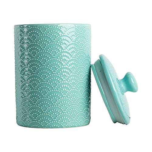 Image of 10 Strawberry Street Embossed Ceramic Kitchen Canister Set, Set of 3, Tide Blue