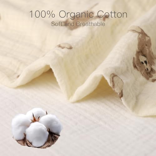 Image of Organic Pack and Play Sheets Fitted 38 inchx26 inch 100% Muslin Cotton, Mini Crib Sheets Compatible with Graco /hiccapop /YENING /Dream On Me /Babylicious Pack N Play Mattress, Playard Bedding Sheet Bed Cover
