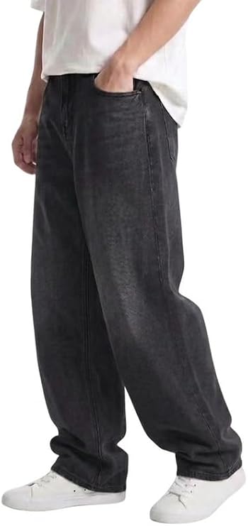 LOGEQI Mens Baggy Hip Hop Jeans Wide Leg Streetwear Denim Pants Y2K image 3