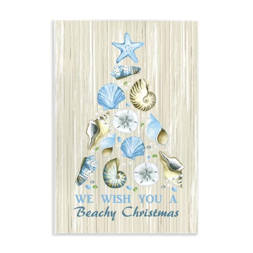 Beachy Christmas Seashell, 10 x 15 Inch Mounted Print on Wall Plaque