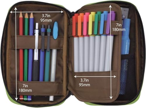 Image of LIHITLAB Large Capacity Zipper Pencil Case For School Office College, Big Capacity 4 Compartments Pencil Bag Holder Adults Teen Boys Girls, Travel Cosmetics Storage, Navy Camo (A7551-132)