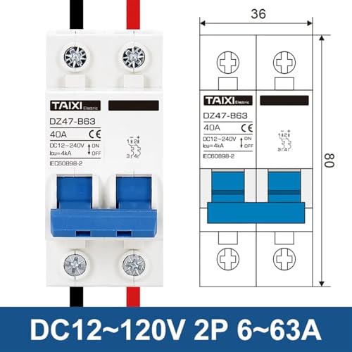 MCB Protector de coche 2P disyuntor CC 16A con aislamiento total de polos 3