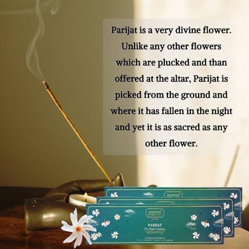 NYASSA Natural Incense Stick | Buy Parijat, Jasmine, Mountain Musk Incense Stick Combo and Get Sandalwood Agarbatti Free | Buy 3 get 1 Free |Natural & Handrolled-(30 Sticks)