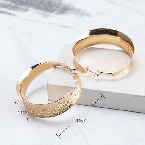 Hoop Earrings for Women Wide Hoop Earrings Large Big Flat Huggie Hoops Earrings Trendy Chunky Hoops Earrings Statement Earrings Jewelry for Women by IQPDYV - Used condition - Image 4