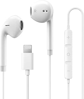 T Tersely Wired Earbuds with Lightning Mic & Controls Earphones | Noise Isolating, with Mic and Controls, Hi Fi Sound, Lightning Connector, Compatible with iPhone 14/13/12