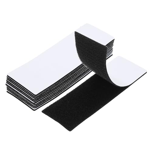 Image of PATIKIL 2 inch x 6 inch Hook and Loop Strips, 10 Pcs Rectangle Strong Tape Double Sided Adhesive Sticky Fastener Back Mounting Tape for Home or Office Use, Indoor & Outdoor Use, Black