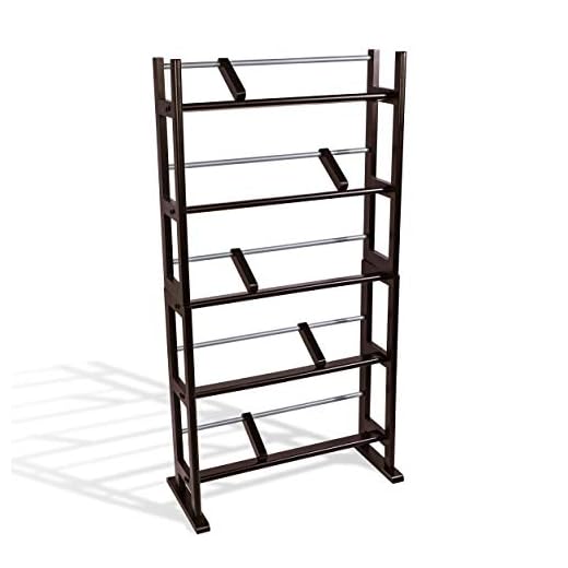 Atlantic Element Media Storage Rack - Holds Up to 230 CDs or 150 DVDs, Contemporary Wood & Metal Design with Wide Feet for Greater Stability, PN35535601 In Espresso