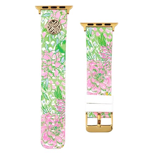 Lilly Pulitzer Silicone Apple Watch Band for Women, Sized to Fit 38mm & 40mm Smartwatches, Compatible with Apple Watch Series 1-6 and SE, Lime Feeling Good