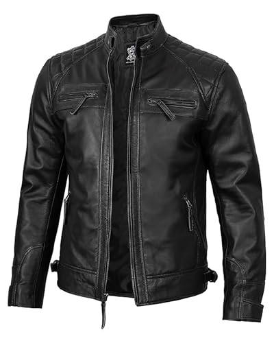 Image of Decrum Leather Jacket Men - Cafe Racer Style Real Lambskin Leather Jackets For Men