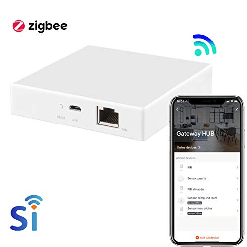 Puerto de Enlace Smart Life o Tuya, Gateway HUB ó Puente de conexión WiFi-ZigBee. para Bombillas, enchufes o sensores zigbee. Compatible con Smart Life.