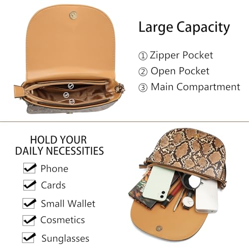 BOLOSTA Small Snakeskin Crossbody Bags for Women Medium Size Cell Phone Crossbody Purses for Ladies Cheap Cellphone Pouch Clearance Shoulder Bag, Brown3