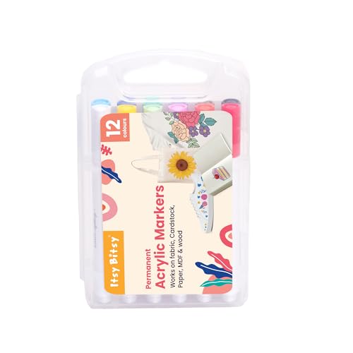 Image of Itsy Bitsy Acrylic Marker Set Triangular Grip Beginner 12 Pcs Box | Water-Based Paint Pens for Rock, Glass, Wood, Fabric, Canvas, DIY Craft & Art