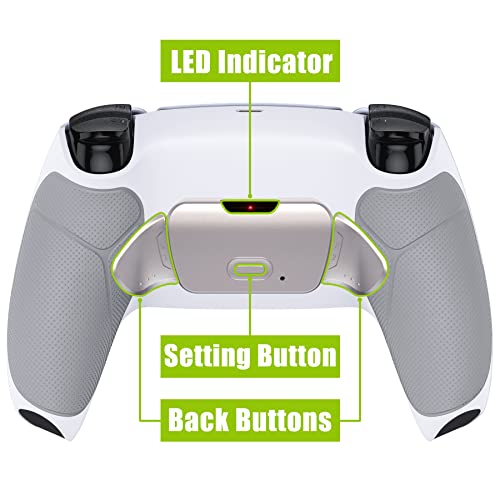 Image of eXtremeRate Silver Real Metal Buttons (RMB) Version RISE 2.0 Remap Kit for ps5 Controller BDM-010 BDM-020 with Gray Rubberized Grip Back Shell, Upgraded Back Buttons Attachment - Without Controller