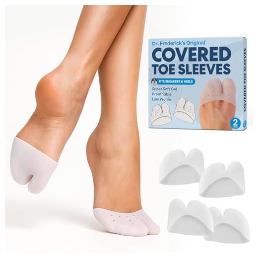 Dr. Frederick's Original Covered Toe Sleeves - 4 Pieces - Gel Toe Protectors with Metatarsal Pads - Cushioning Gel Toe Caps - Soft Protectors for Men & Women