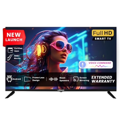 Uniboom Ultra 102 cm (40 inch) HD LED Smart Android TV with Voice Command App | 5000+ Free Movies | 30W Sonic Boom Speakers | 500+ Certified Apps | Virtual Remote | Mobile Screen Cast