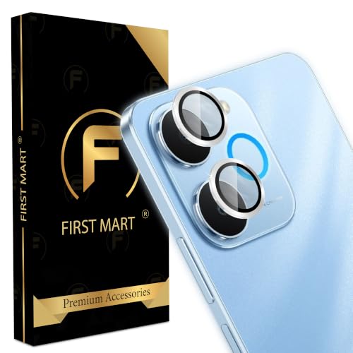 Image of FIRST MART Silver Camera Ring Guard Protector for Realme P4 Lite | Tempered Glass with Metal Alloy Rings, HD Clear, Scratch Resistant, Case-Friendly | Pack of 1