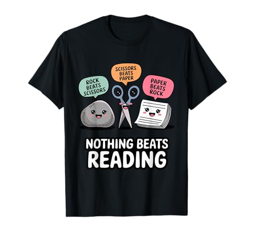 Nothing Beats Reading Rock Paper Scissors Funny Book Lover T-Shirt