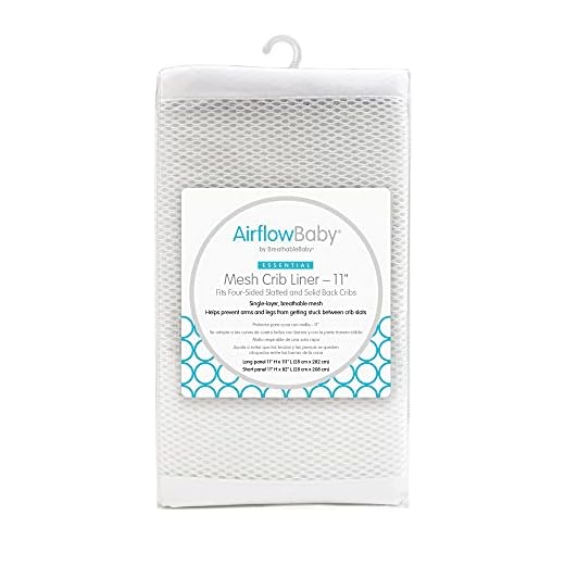 AirflowBaby Essential Mesh Crib Liner – Essential Collection – White 11” – Fits Full-Size Four-Sided Slatted and Solid Back Cribs – Anti-Bumper