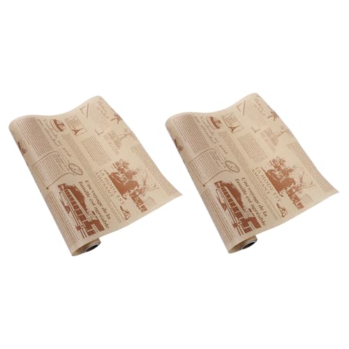 Homoyoyo 2 rollos Papel de Horno Antigrasa de Alimenticio con Diseño Periódico para Cocinar Hornear Pan Snacks y Barbacoas Casa y Profesionales