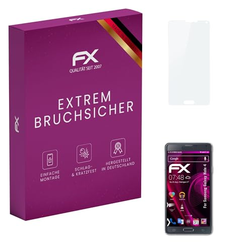 atFoliX Lámina Protectora de plástico Cristal compatible con Samsung Galaxy Note 4 Película Vidrio, 9H Hybrid Glass FX Protector Pantalla Vidrio templado de plástico