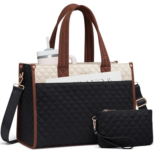 LOVEVOOK Quilted Laptop Tote Bag