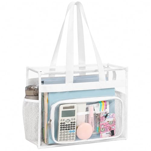 Image of PACKISM Clear Tote Bag for School - Large Heavy Duty Clear Tote for Girls | See Through PVC, Wide Zipper Opening, Front Pocket Keeps Essentials Visible for Students, Class, Work, Daily Carry, Age 12+