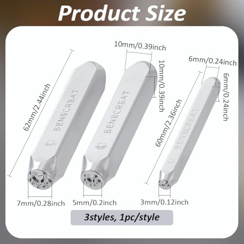 BENECREAT 3-teiliges Metallstempelset mit Hundepfoten-Design, 3/5/7mm Metallstempel zum Stanzen und Stempeln für DIY-Schmuckhandwerk, Weihnachtskarten, Scrapbook-Zubehör