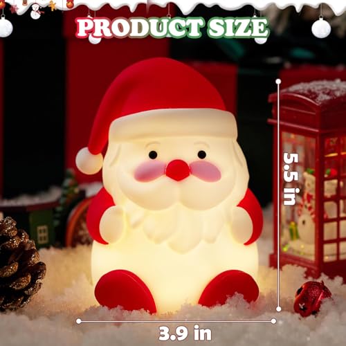 Image of Christmas Santa Claus Silicon Night Light, 3 Level Dimmable Bedside Touch Lamp, 7 Colour Changing Light, Rechargeable Lamp for Baby and Toddler for Boys, Girls and Children or Kids